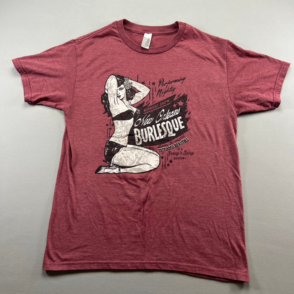 Duck Co T Shirt Mens Medium Heathered Red New Orleans Burlesque Graphic Cotton